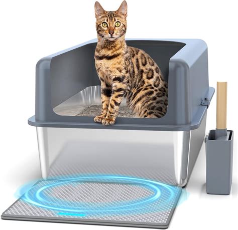 amazon metal litter box|stainless steel litter box with high sides.